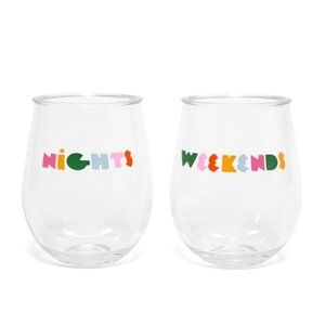 Ban.do Stemless Wine Glasses-Nights & Weekends NEW
